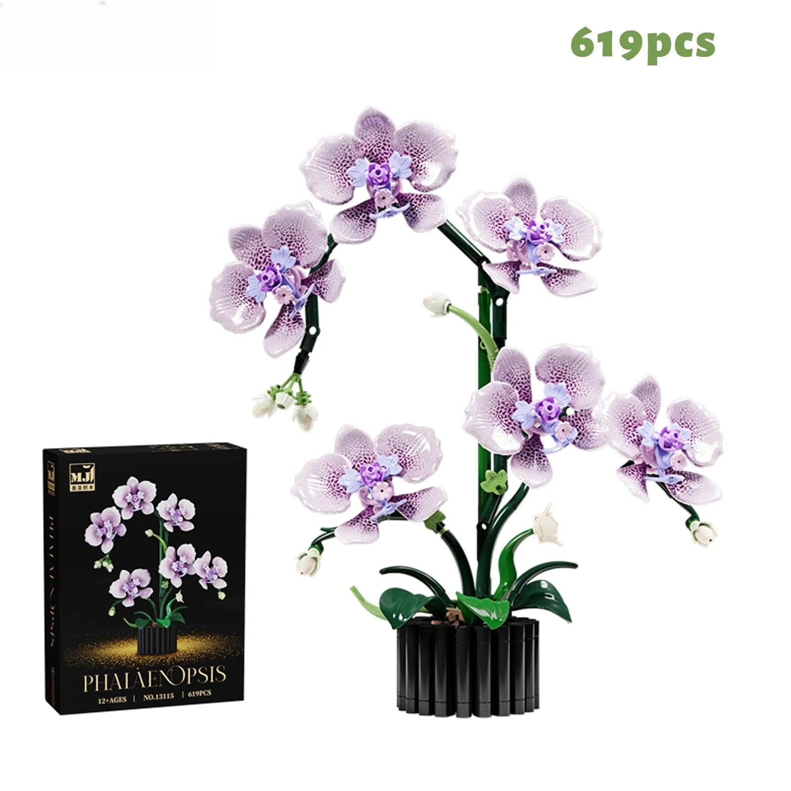619PCS Phalaenopsis Building Blocks Flowers Orchid Potted Plants Simulation Model Home Decor Kids Puzzle Toy Girls Birthday Gift
