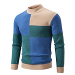 Men’s Mock Neck Pullovers Youthful Vitality Fashion Patchwork Knitted Sweater Men Slim Casual Pullover Autumn Wintr Knitwear Ma