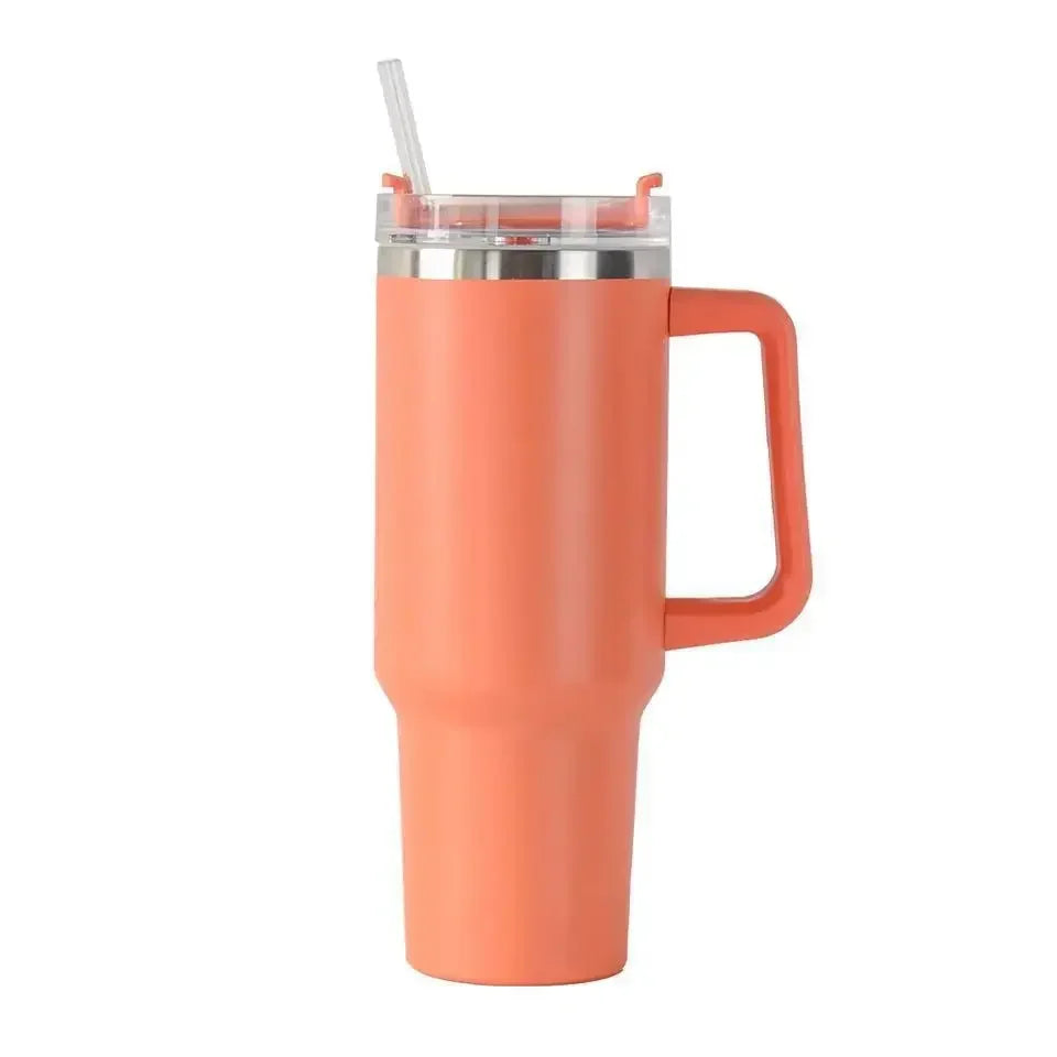 40oz Stainless Steel Car Cup Large Capacity Water Cup with Handle and Straw Double-walled Insulated Travel Mug Holiday Gifts
