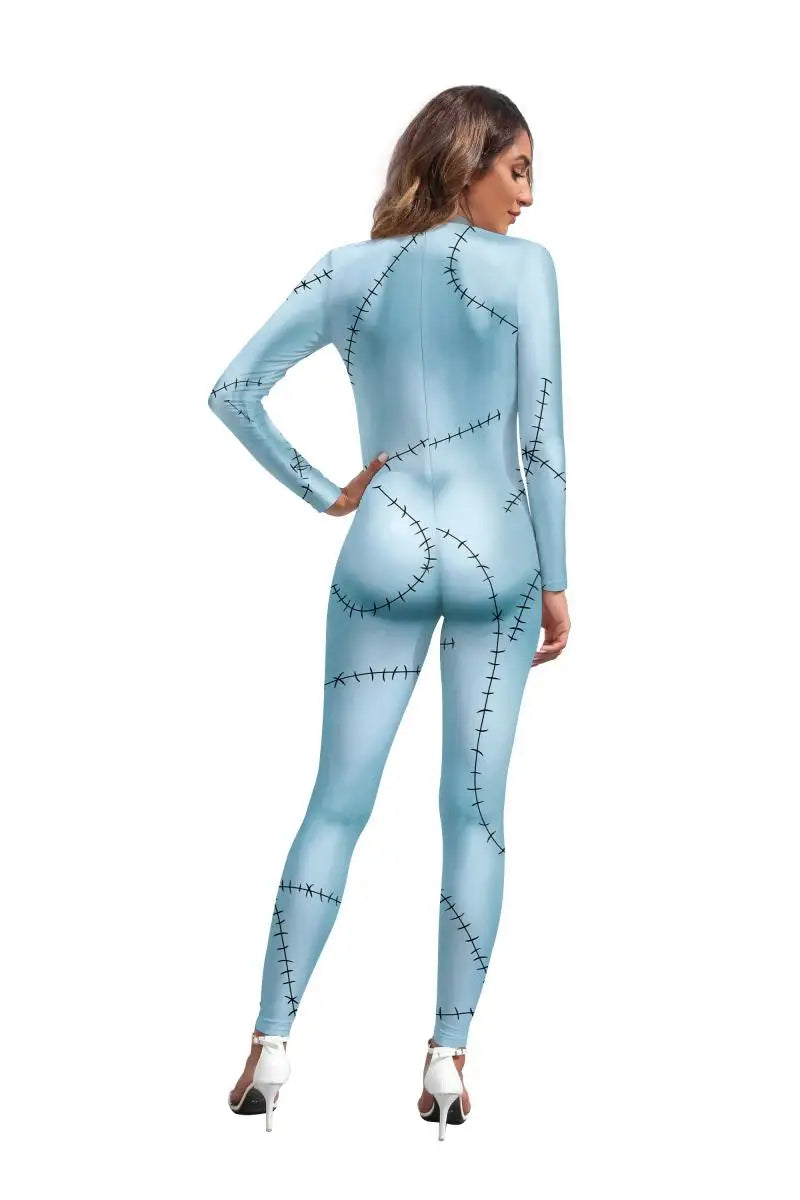 Halloween Sally Suit Cosplay Costume Anime Movie Bodysuit Spandex Jumpsuit Party Carnival Leggings Day of The Dead Zentai Set