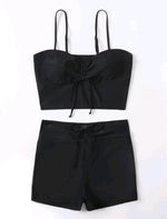 2025 High Waist Drawstring Front Bikini Set – Women's Swimsuit Swimwear Beachwear
