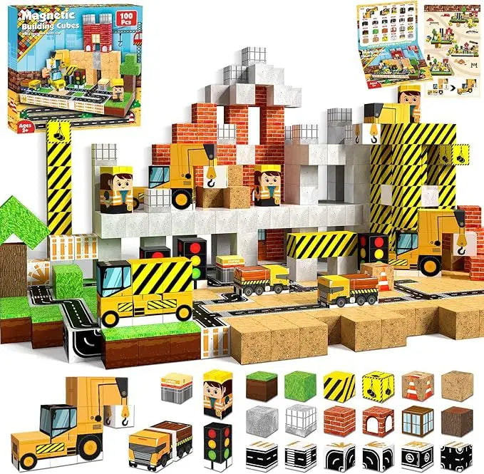 2025 NEW Magnetic Blocks Game Mine Magnet Worlds DIY Toys For Boys Girls STEM Montessori Sensory Cubes Game Toys Christmas Gifts