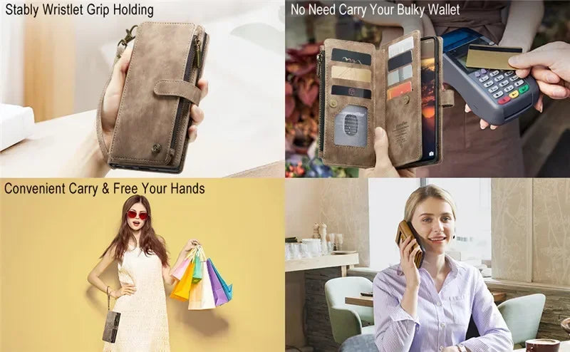 Business Flip Leather Case For Samsung Galaxy A56 A36 A16 A55 A35 A25 A15 A54 A34 A14 A53 A33 A13 A52 Zipper Wallet Card Cover