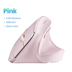 UGREEN Vertical Wireless Mouse 2.4G Ergonomic 4000DPI 6 Mute Buttons for MacBook Tablet Laptops Computer PC Mice Black Pink