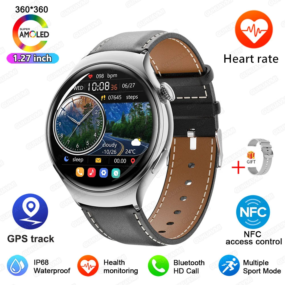 GUHUAVMI Smart Watch Women GPS Trajectory Heart Rate Blood Pressure NFC Bluetooth Call 1.27inch AMLOED Smartwatches Ladies
