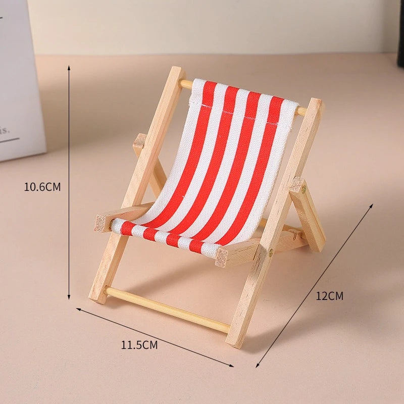 Doll'S Chair Outfit Accessories For Ropa Labubu 10cm cotton doll Summer vacation Wooden beach reclining camping chair ornament