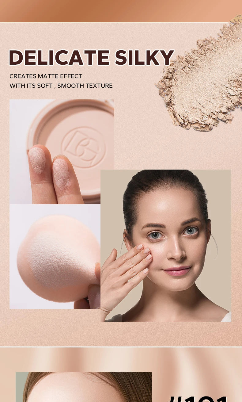 BEAUTY GLAZED Oil Control Matte Face Powder Long Lasting Flawless Setting Powder Face Makeup With Mirror