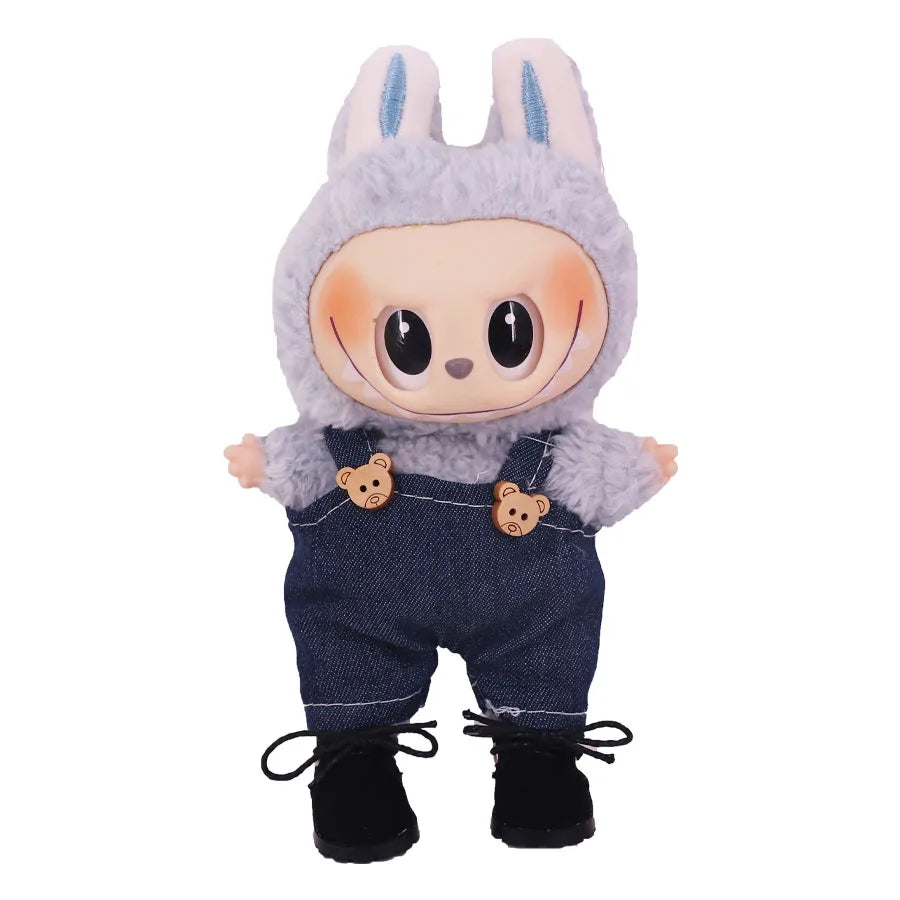 For 17Cm Plush Doll Labubu Clothes Accessories Pants Skirts Cute Overall Doll Shoes Leather Shoes Martin Boots Holiday Gifts