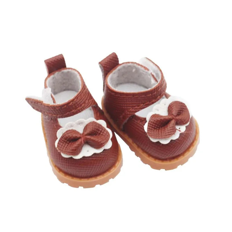1 pair Multi Colours Labubu Doll Shoes Labubu Bow Shoes for 17cm Labubu Accessories Doll Finger Shoes Doll Leather Shoes