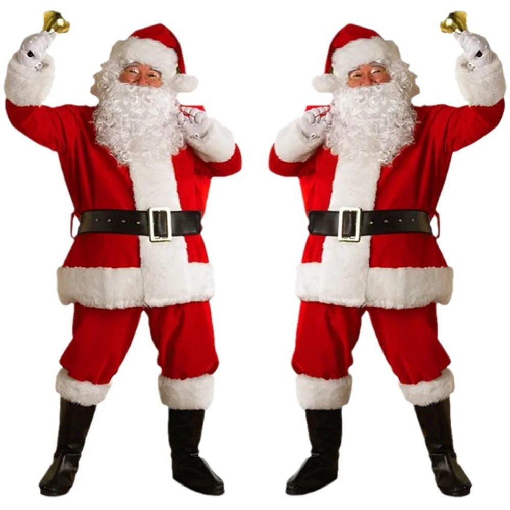 Christmas Santa Claus Costume Men's Adult Christmas Eve Performance Clothing Traditional Red And White Suit for Modern Dance