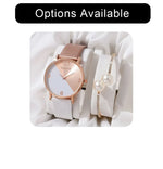 Women Watch Set Luxury Fashion Colourful PU Leather Strap Ladies Quartz Wristwatch Alloy Bracelet For Ladies Gift