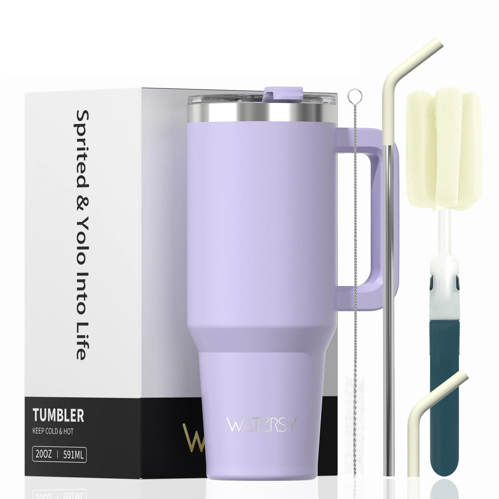 591ml Stainless Steel Insulated Cup 20oz Tumbler with Handle and Straw Keep Cold and Hot Thermal Mug Portable Car Travel Mug