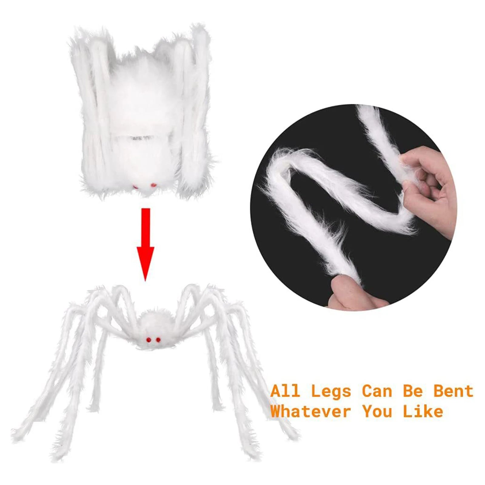 Halloween Party Big Plush Spider Horror Halloween Decoration Party Prop Outdoor Truly Terrifying White Giant Spider Plush Prop
