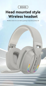 B500 Over Ear Headset Bluetooth5.4 Wireless Stereo Gaming Earphone Built-in Mic RGB Light Low Latency Headphone For PC