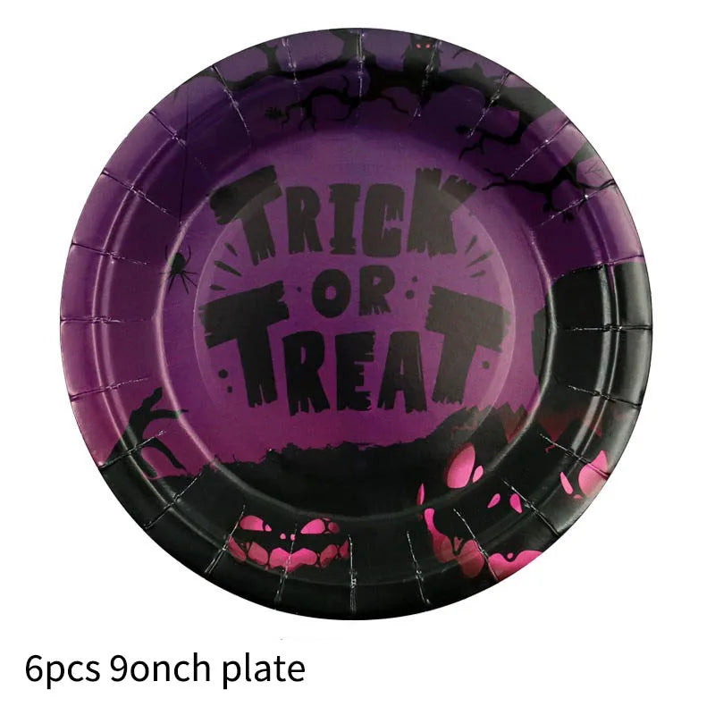 Halloween Themed Disposable Tableware Cups 7 Inch Plates 9 Inch Plates Halloween Party Decoration Supplies Festival Supplies