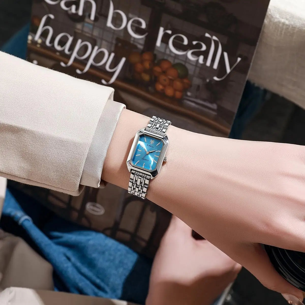Fashionable Classic Five Bead Bracelet Watch Square Women's Fashion Watch Goddess Essential