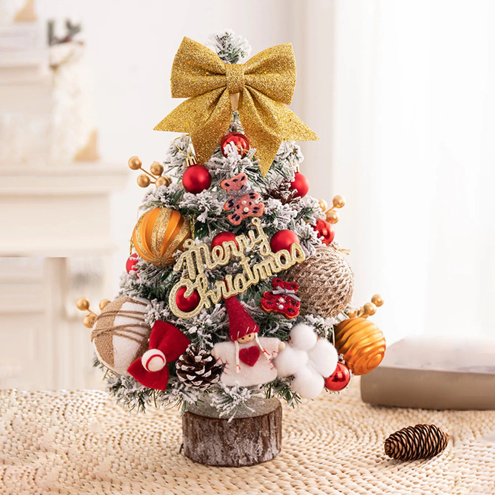 45cm Glitter Tabletop Mini Christmas Tree Add Atmospheres Xmas Tree Decor For Bedroom Home Party Office Home Desktop Ornaments