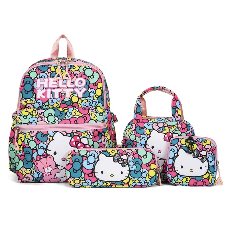 Hello Kittys 4pcs Backpack Set, Pencil Case, Shoulder Bag, Wallet Set, Kuromsi School Bag, Melody Casual Outdoor Daypack