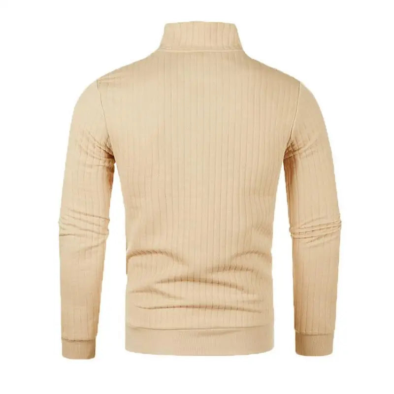 Spring Autumn Men's Half Zipper Knit Pullovers Solid Color Loose Casual Stand Collar Long Sleeve Pull On Knitted Sweater Men