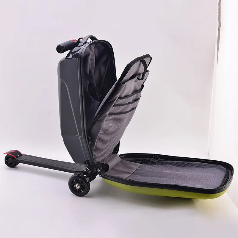 20 Inch Scooter Luggage Carry On Rolling Suitcase With Wheels Travel Trolley Bag Easy To Maneuver And Stylish
