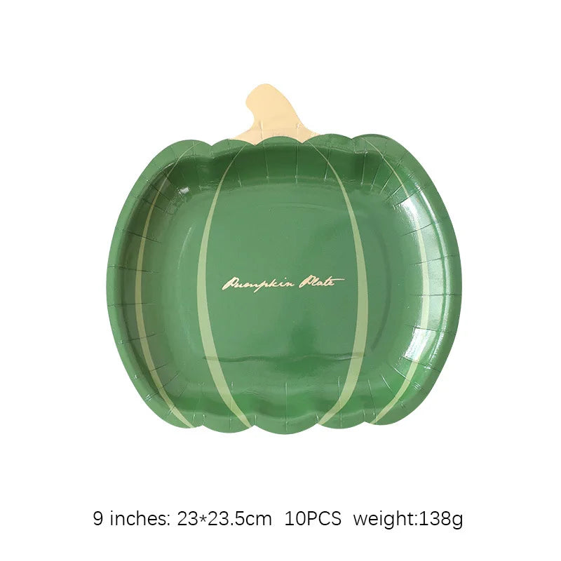 Halloween Thanksgiving Disposable Tableware White Paper Plates Halloween Pumpkin Party Supplies Birthday Party Decor