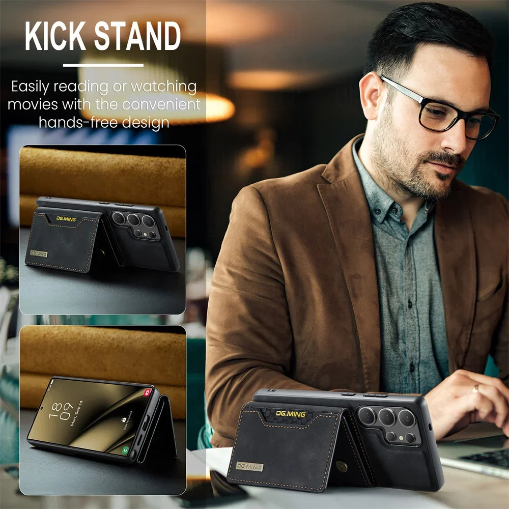 2 In 1 Case For Samsung Galaxy S25 S24 S23 S22 Ultra FE Note 20 A56 A36 A55 5G Wallet Magnetic Leather Card Holder Pocket Cover