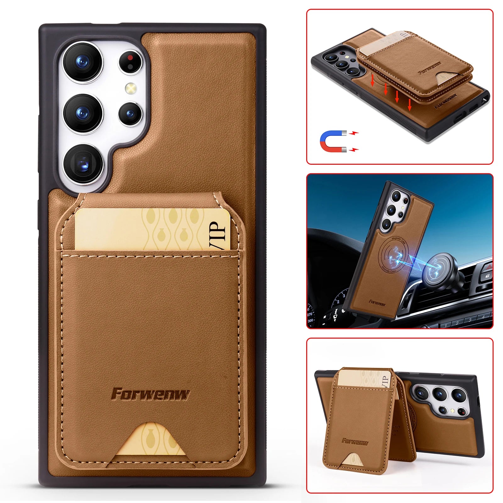 Leather Case For Samsung Galaxy A16 A36 A56 A55 A35 A15 A25 S25 S24 Ultra S23 S22 Plus + 2 in 1 Detachable Vertical Wallet Cover