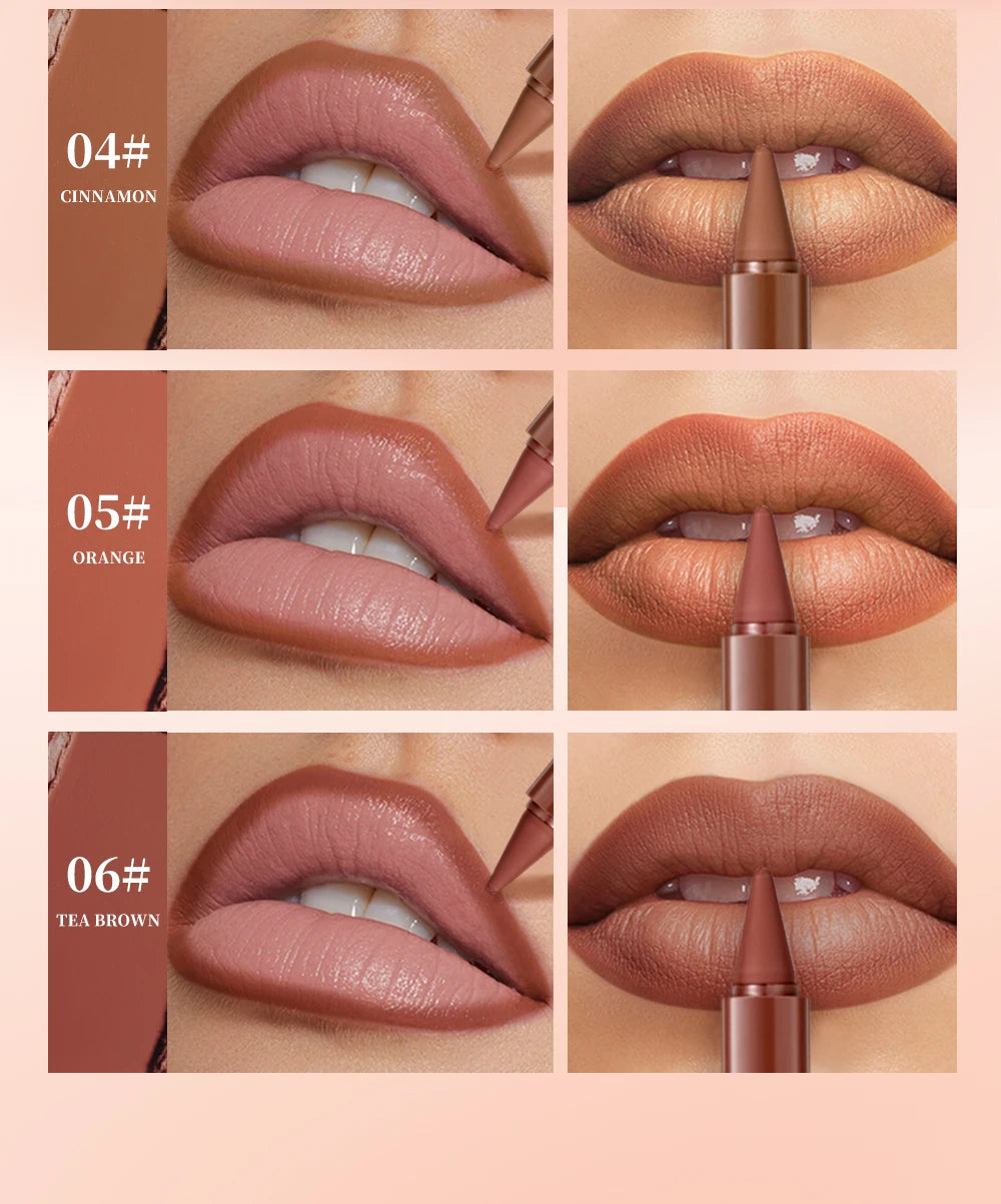 Twist Up Lip Liner Lipstick Pen Multipurpose Powder Blusher Velvet Matte Waterproof Lip Contour Non Stick Cup Lip Rouge Makeup