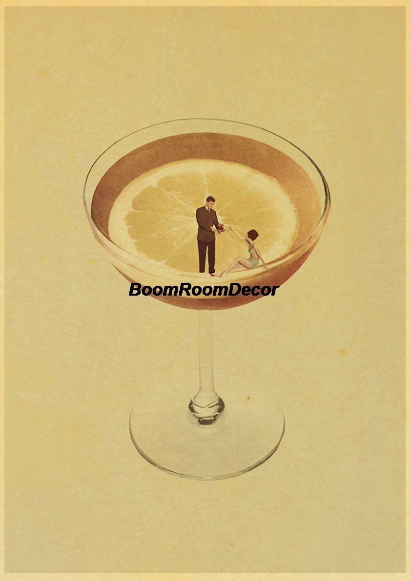 Retro Abstract Creative Poster Kraft Paper Nostalgia Canvas Prints Modern Landscape Coffee Bar Wall Art Posters Living Decor