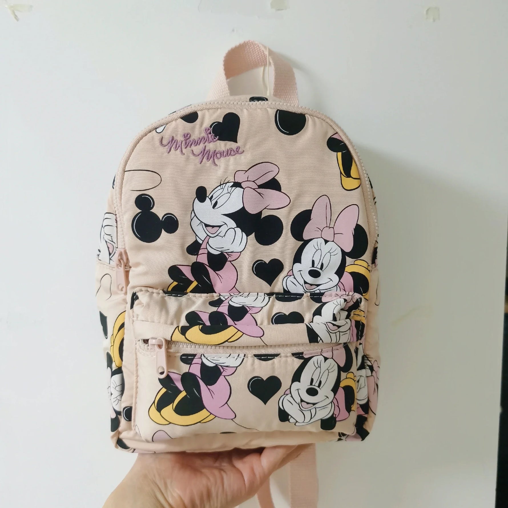 Disney Minnie New Original Fashion Girls Backpack High Quality Large Capacity Cute Children's School Bag Luxury Brand Backpack