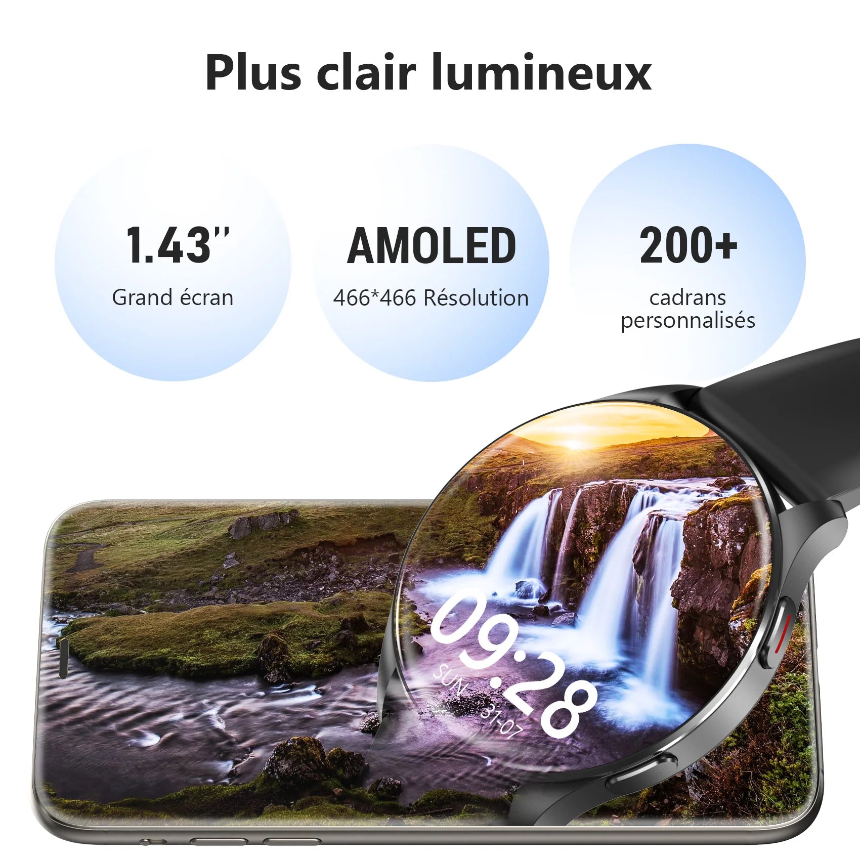 Blackview X20 Smart Watch with Health Monitoring Fitness Tracking 1.43” HD AMOLED Screen Bluetooth Watches for Men Women Gifts