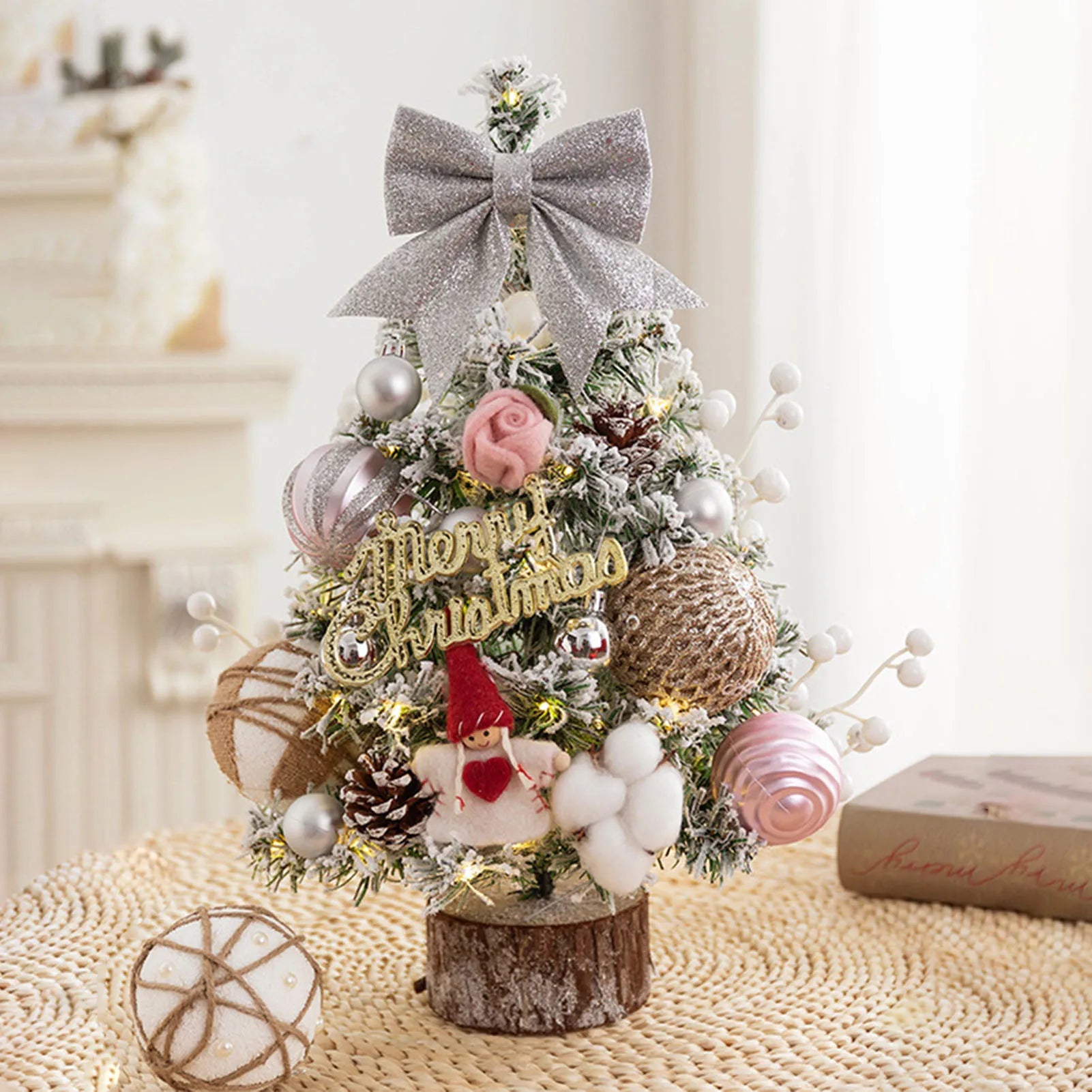 45cm Glitter Tabletop Mini Christmas Tree Add Atmospheres Xmas Tree Decor For Bedroom Home Party Office Home Desktop Ornaments