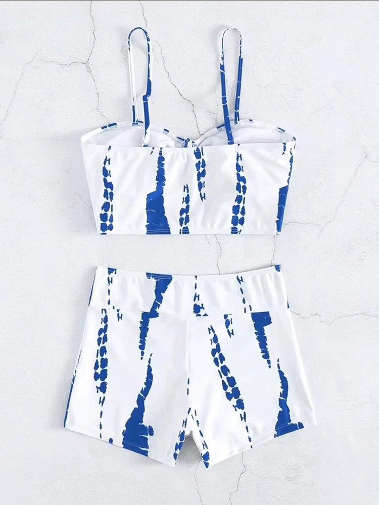 2025 High Waist Drawstring Front Bikini Set – Women's Swimsuit Swimwear Beachwear