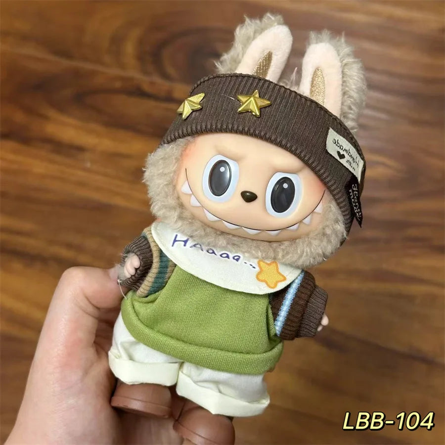 Cute Mini Plush Doll Clothes for 17cm Labubu Many Kinds of Overalls Clothes Accessories