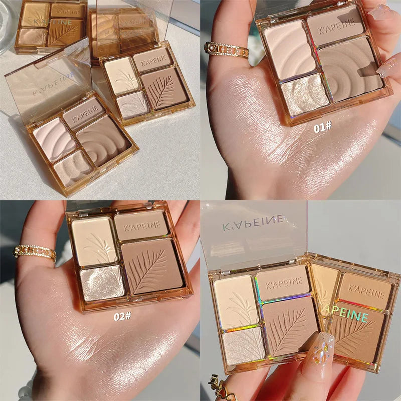 3D Facial Contouring Bronzer Cosmetics Brightening Beige Matte Highlights Palette Four-color Eye Shadow Nose Powder Makeup