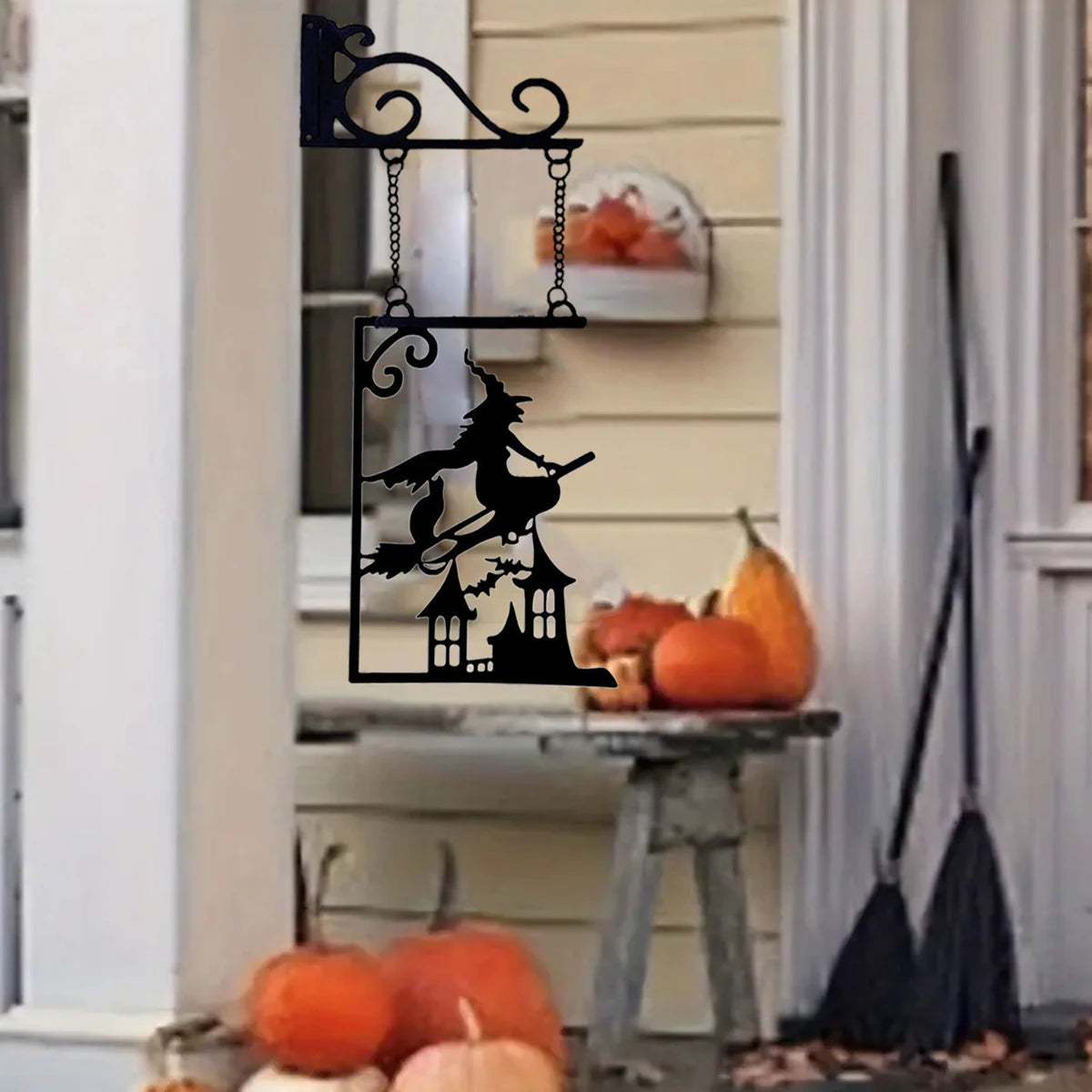 Halloween Silhouette Metal Sign, Witch Metal Silhouette, Witch Silhouette Yard Sign, Outline Wall Decor, Metal, for Halloween Decor