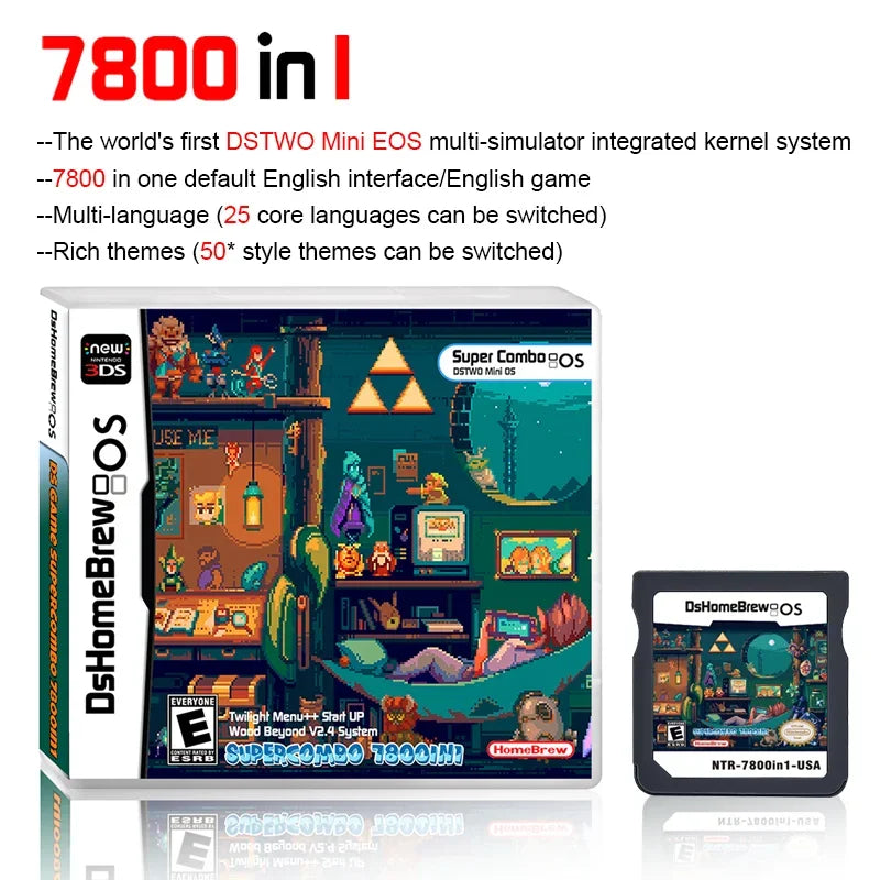 NDS 7800 IN1 Game Collection R4 3DS Flash Card Pixel Zelda Theme Handheld Game Card Gift Collection Play Suitable