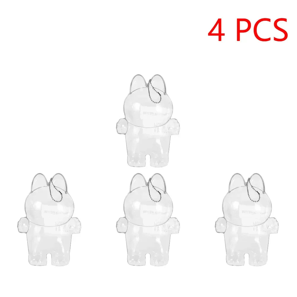 Transparent Macaron Doll Case For Labubu - Popmart Bubble Mart Storage Box, Dustproof Cover for Elf, Christmas New Year Gift