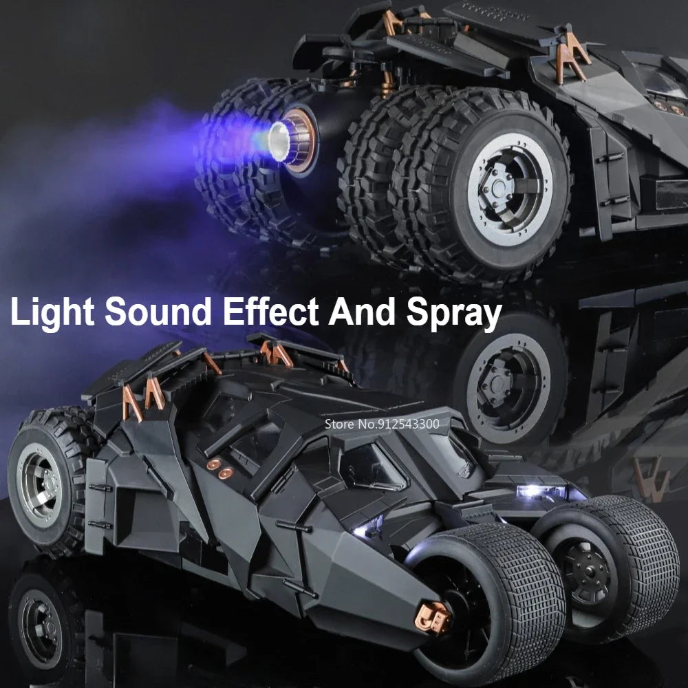 Large Scale 1:18 Batmobile Car Model Toy The Dark Knight Trilogy Sound Light Sliding Spray Alloy Vehicle Models Ornaments Gifts