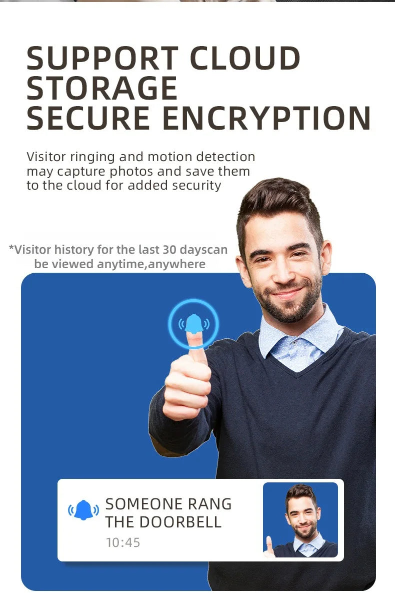 Wireless Doorbell Camera with Solar Cover 1080P Video Intercom Motion Detect Night Vision Waterproof Outdoor Smart Doorbell Wifi