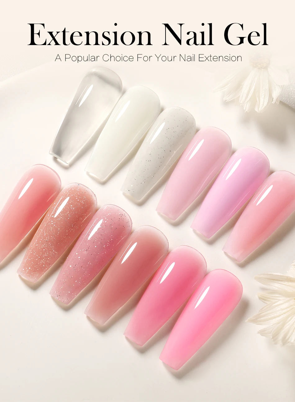 BORN PRETTY 30ml Glitter Pink Hard Jelly Nail Extension Gel Nail Polish Milky White Clear Color Soak Off UV Construction Gel
