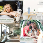 40oz Stainless Steel Car Cup Large Capacity Water Cup with Handle and Straw Double-walled Insulated Travel Mug Holiday Gifts