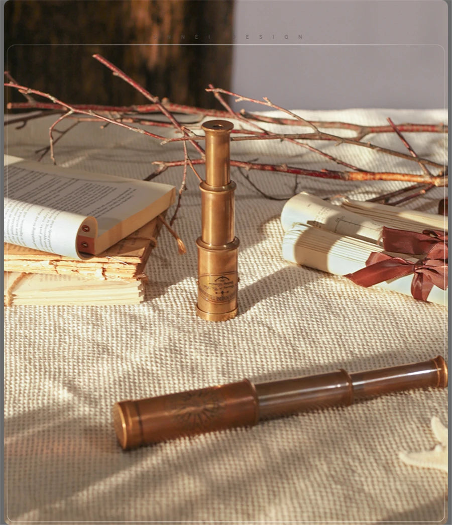 Retro Brass Monocular Telescope Study Desktop Ornaments Home Decoration Model Room Shooting Window Display Handmade Telescope