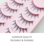 DINGSEN Fake Eyelash Anime Lashes 5 Pairs Little Devil Eyelashes Natural Daily Makeup Manga Eyelashes Clear Band Eyelashes
