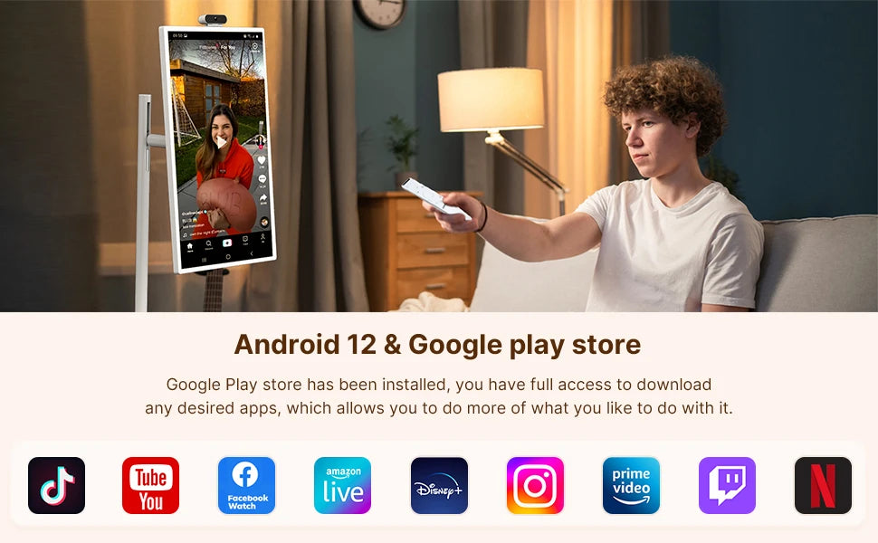 Smart Home Fitness Entertainment Movable Charging Screen Built-In Dual Speaker High-Definition Camera Smart Interactive Displays