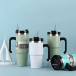 20oz/30oz Stainless Steel Car Thermos Bottle Travel Sports Water Bottle Large Capacity with Handle Straw Mug Outdoor Coffee Cup