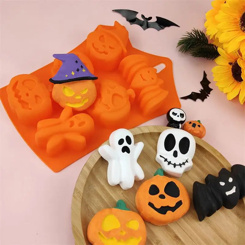 Pumpkin Halloween Silicone Mold for Cake Biscuit Candy Baking Skull Bat Spider Trick Or Treat kid Children Halloween Party Decor