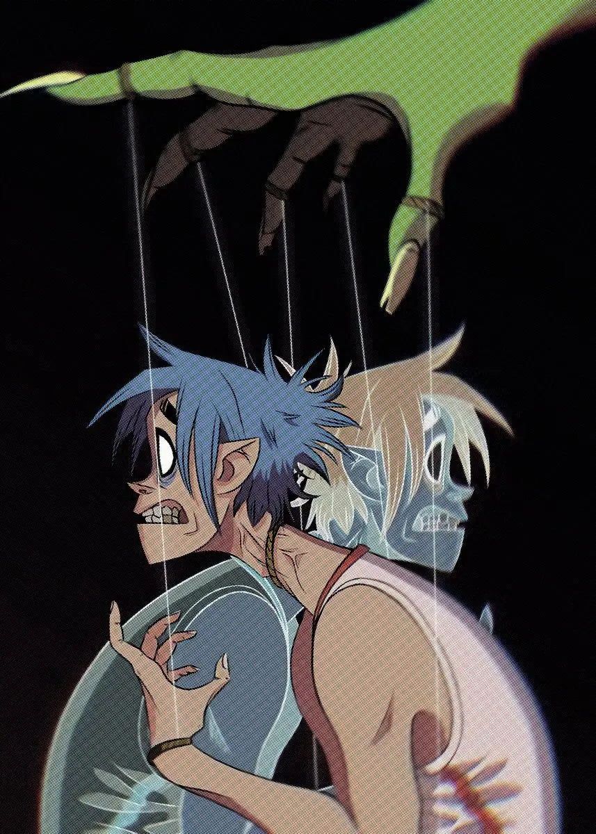 Virtual Anime Rock Band Gorillaz Poster Modern Music Album Cover Canvas Painting Wall Art for Club Living Room Home Decor Mural