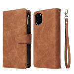 Premium Leather Wallet Case For iPhone 16 15 14 13 12 11 17 Pro Max Plus 17Air 16e Zipper Wallet Card Slots Magnetic Flip Cover