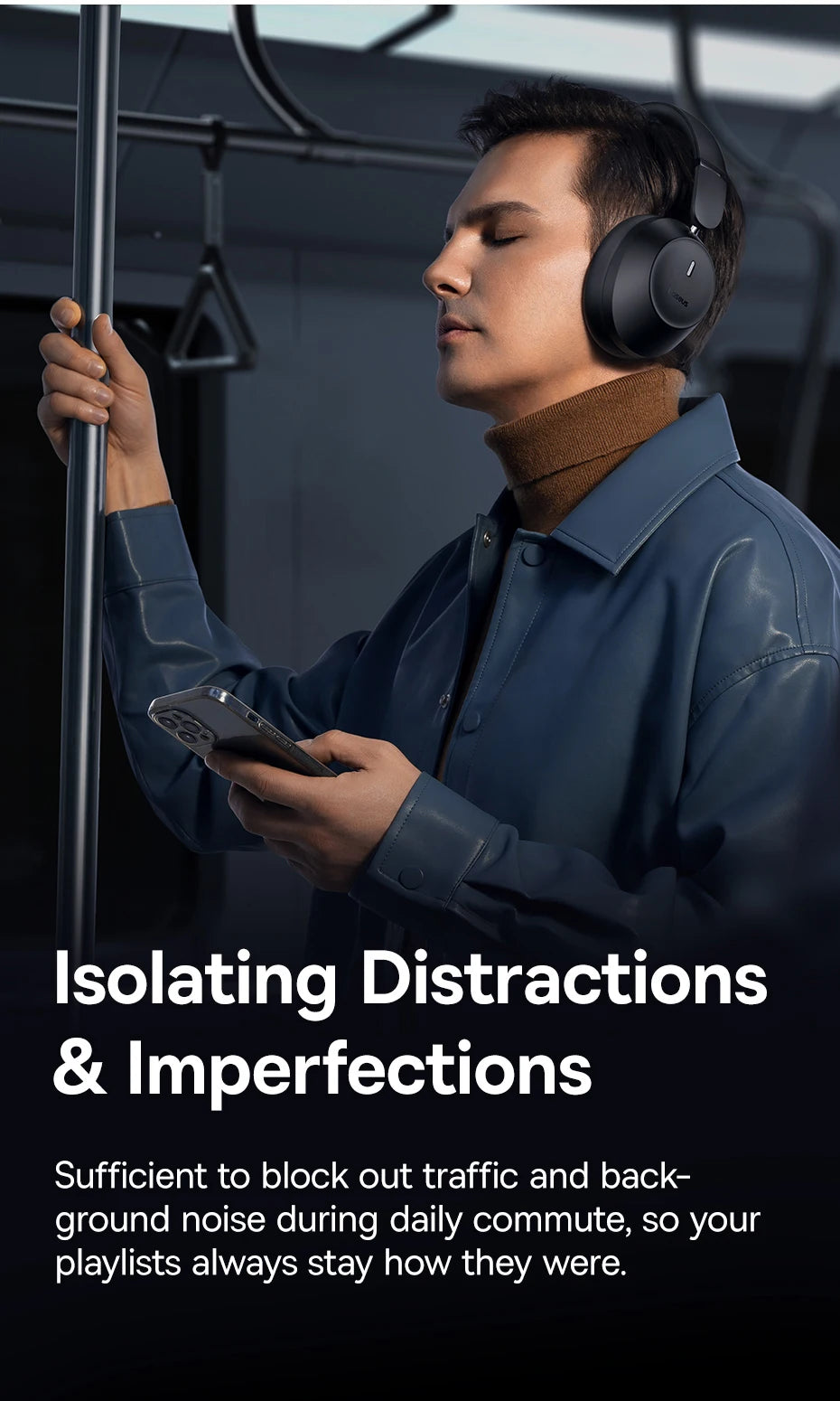 Baseus Bass 30 Max Wireless Headphone Bluetooth 5.3 40mm Bass-Enhance Foldable Over Ear Headsets 50H Play time Gaming Earphone